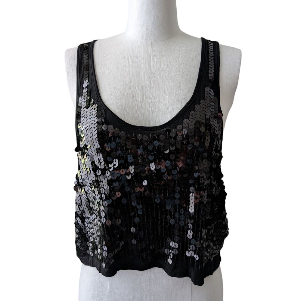 Nwt Urban Behavior y2k 00s black sequin crop top sz lrg